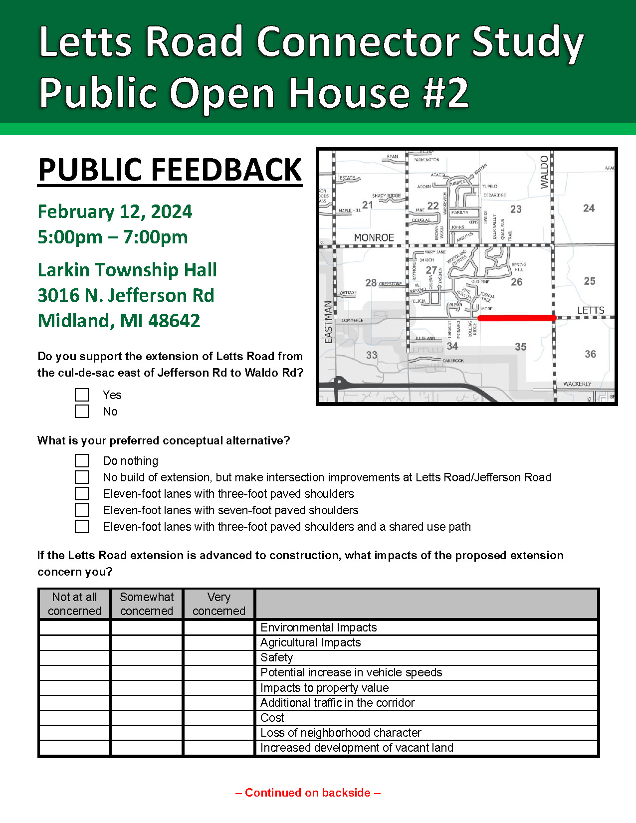 Letts Road Survey #2